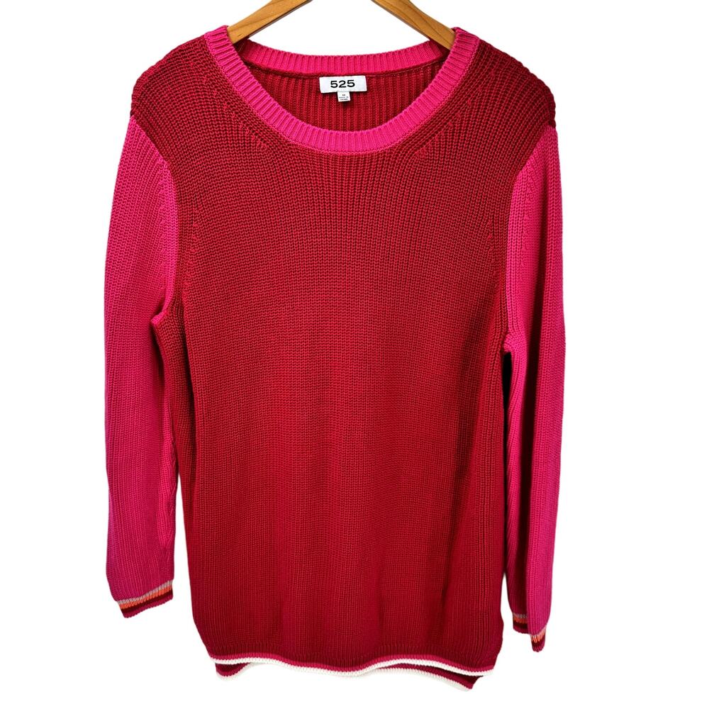 525 Revolve Sweater Womens Medium Pink Pullover‎ Long Sleeve Cotton Knit